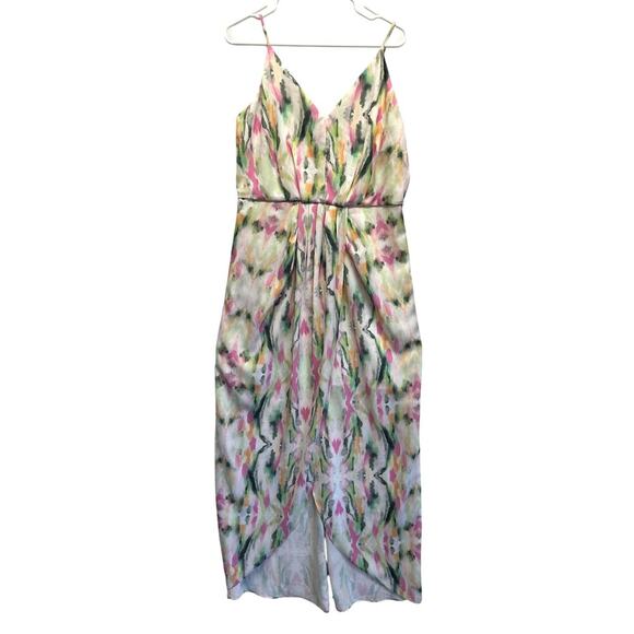 Chelsea28 Maxi Dress Watercolor Lined High Low GORGEOUS Size 4/6 Coquette - Picture 1 of 12